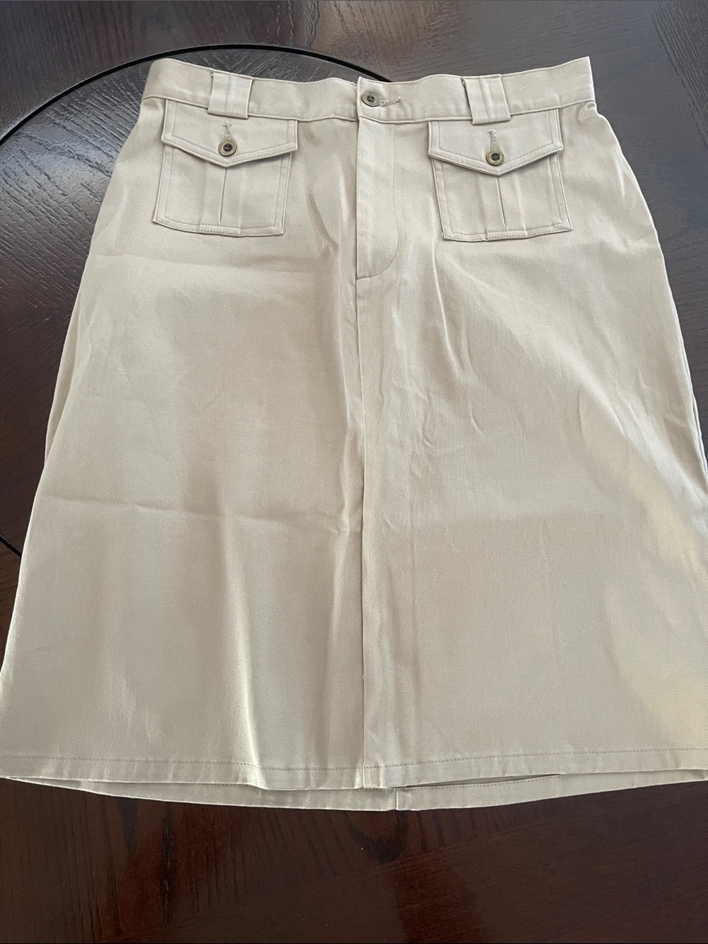 St. John's Bay Cream Midi Skirt with Front Flap Pockets